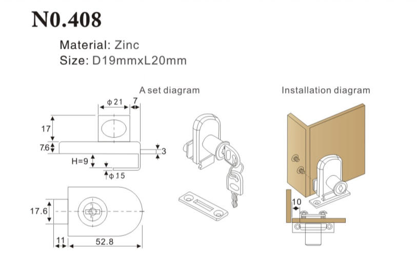 single furniture lock zinc display case lock DIgao Brand