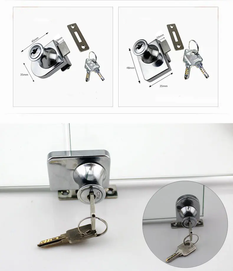 408 Zinc Alloy Furniture Showcase Single Swing Cabinet Glass Door Lock